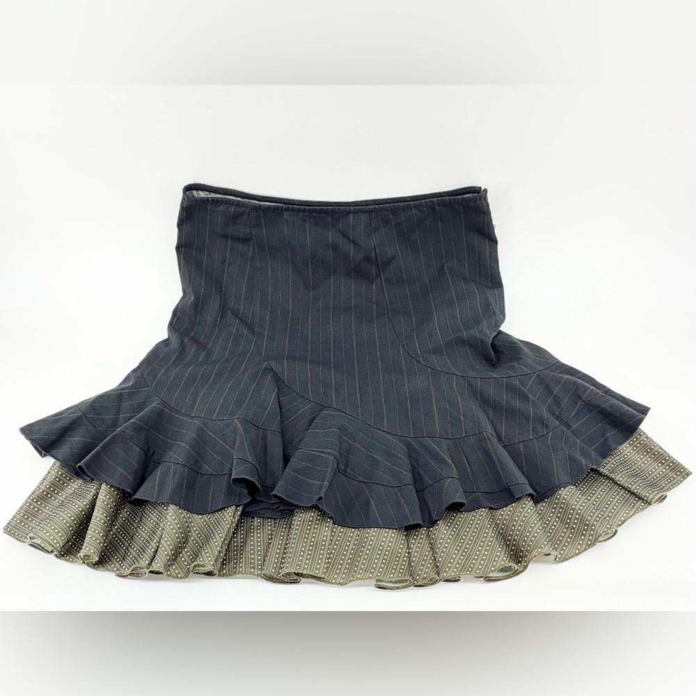 Vintage DKNY Jeans Y2K Pinstripe Ruffle Tiered Skirt Size 12 New With Tags
